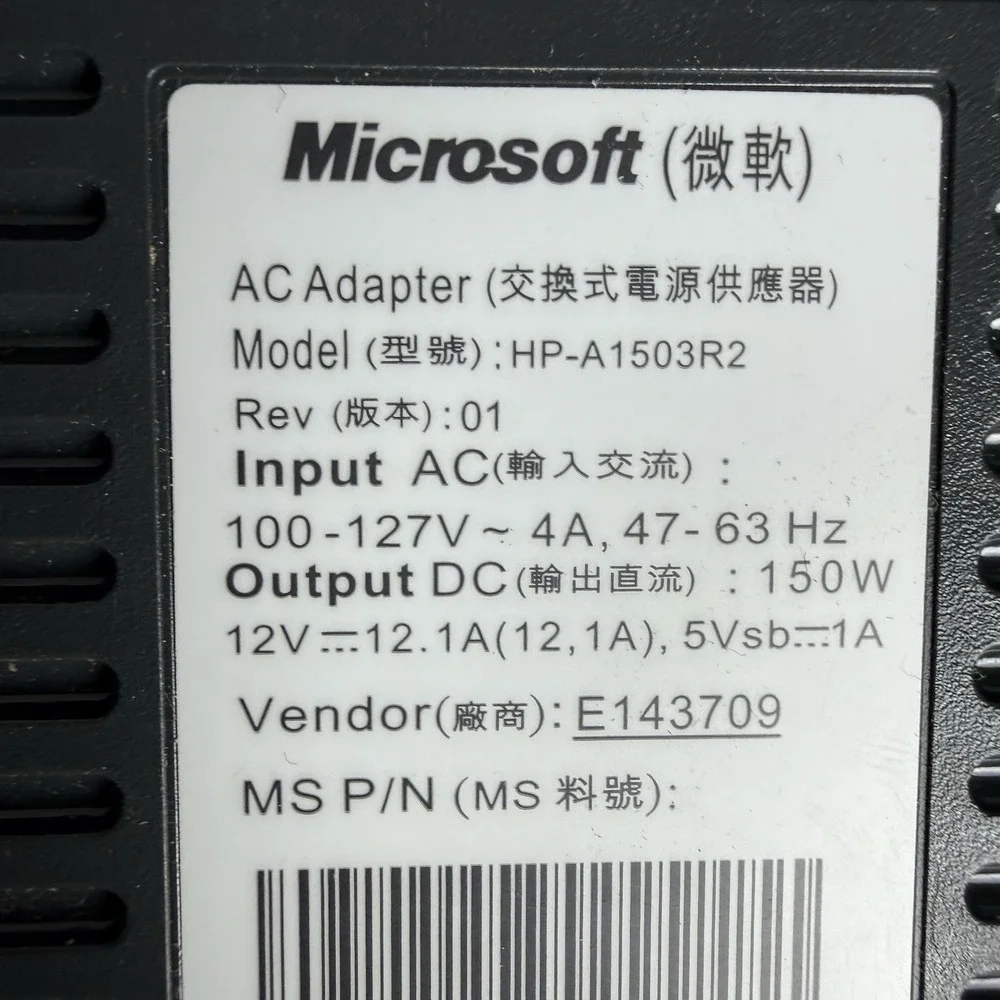 Microsoft Xbox 360 Model HP-A1503R2 AC Adapter Power Supply Cable OEM